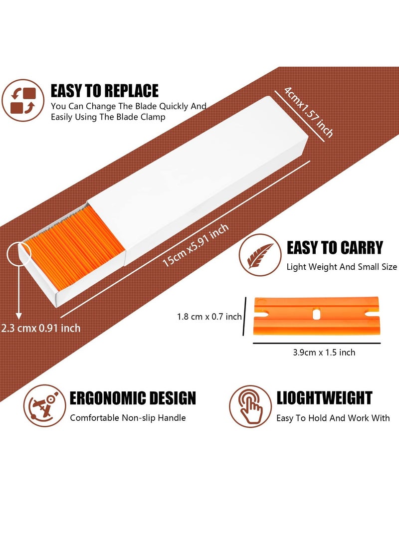 SOLARAE Razor Blades, Scraper Tools, Cleaning Squeegee Tools Double Edge Plastic Blades, Single Edge Metal Blades for Scrapers, Cutting Tools Decal Label Adhesive Removal, Kitchen Cleaning Tools (Pack of 200) - Image 2