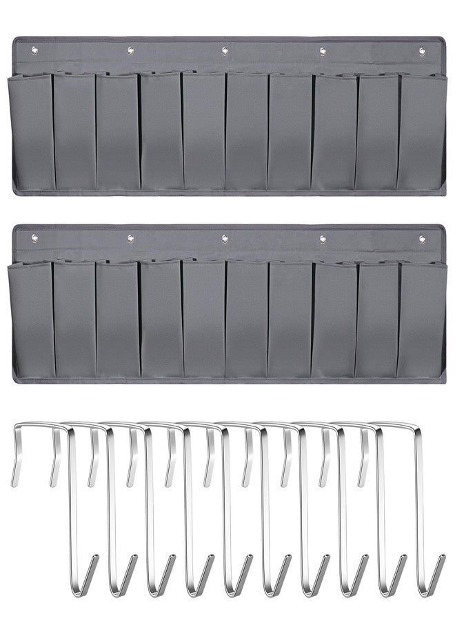 Berlune 2 Pcs RV Shoe Storage Pockets Bed 44.1 Inches Hanging RV Organizer with 10 Sturdy Hooks for Shoes Toys Tools Accessories(Gray) - Image 1