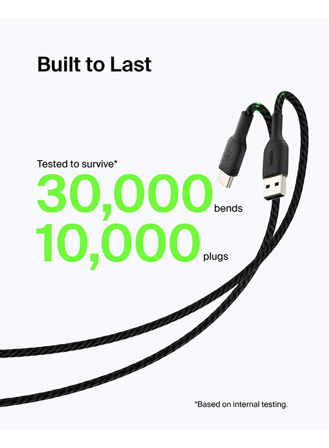 بيلكين كابل Usb-C مضفر (Usb-C إلى Usb-A من بيلكين، لأجهزة سامسونج، وبكسل، وآي باد برو، ونينتندو سويتش والمزيد) - بطول 1 م، أسود أسود - Image 4