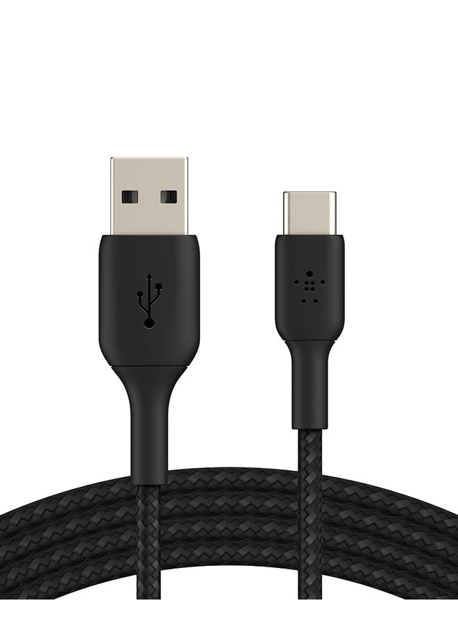 بيلكين كابل Usb-C مضفر (Usb-C إلى Usb-A من بيلكين، لأجهزة سامسونج، وبكسل، وآي باد برو، ونينتندو سويتش والمزيد) - بطول 1 م، أسود أسود - Image 1
