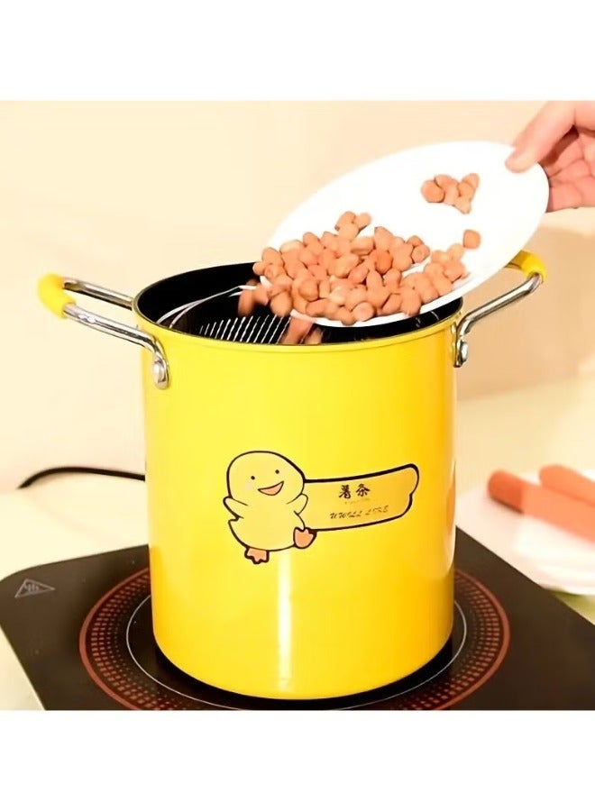 Deep Oil Fryer with Non-Slip Silicone Handle and Frying Pan with Lid for Home Kitchen 2L - Image 4