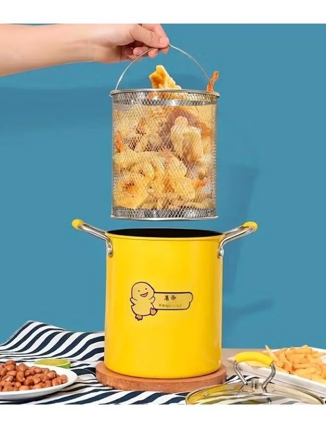 Deep Oil Fryer with Non-Slip Silicone Handle and Frying Pan with Lid for Home Kitchen 2L - Image 1