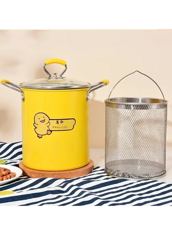 Deep Oil Fryer with Non-Slip Silicone Handle and Frying Pan with Lid for Home Kitchen 2L - Image 5