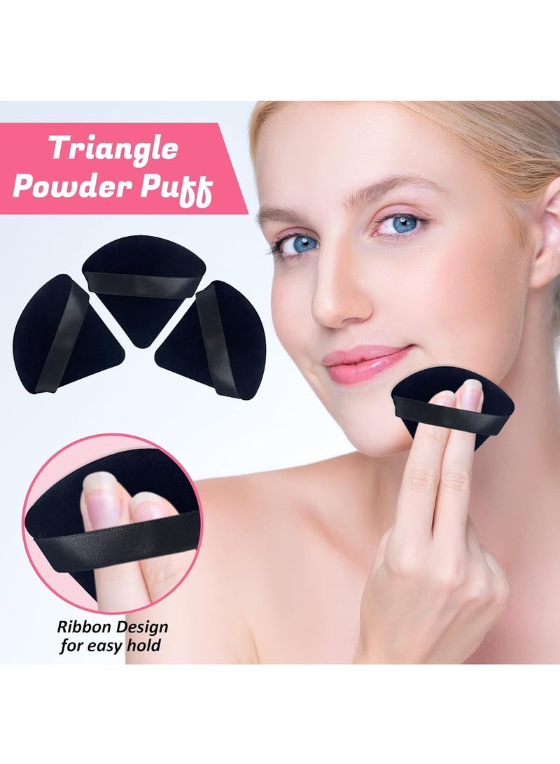 قطعتان من إسفنجة البودرة القطيفة المثلثة لإخفاء عيوب البشرة وبودرة للوجه ومستحضرات التجميل القابلة للغسل وإعادة الاستخدام إسفنجة كريم أساس ناعمة ورطبة وجافة أداة مكياج مخملية (ألوان متنوعة - Image 4