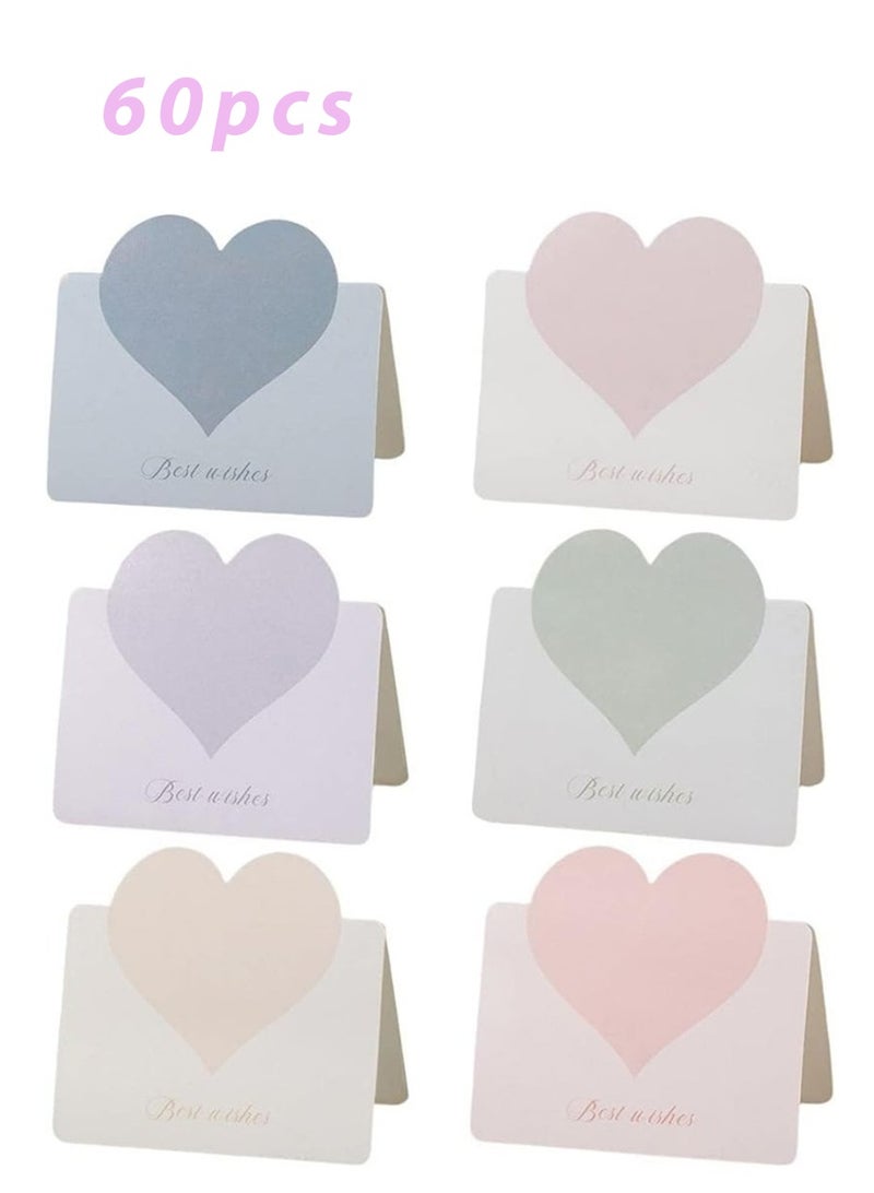 60 قطعة من بطاقات المعايدة الملونة القابلة للطي على شكل قلب الحب، بطاقات فارغة على شكل قلب رومانسي ملونة، بطاقة ملاحظة، بطاقة زفاف، بطاقة زهرة، بطاقة عيد ميلاد، بطاقات شكر، بطاقات عطلة لجميع أنواع بطاقات المعايدة - Image 1