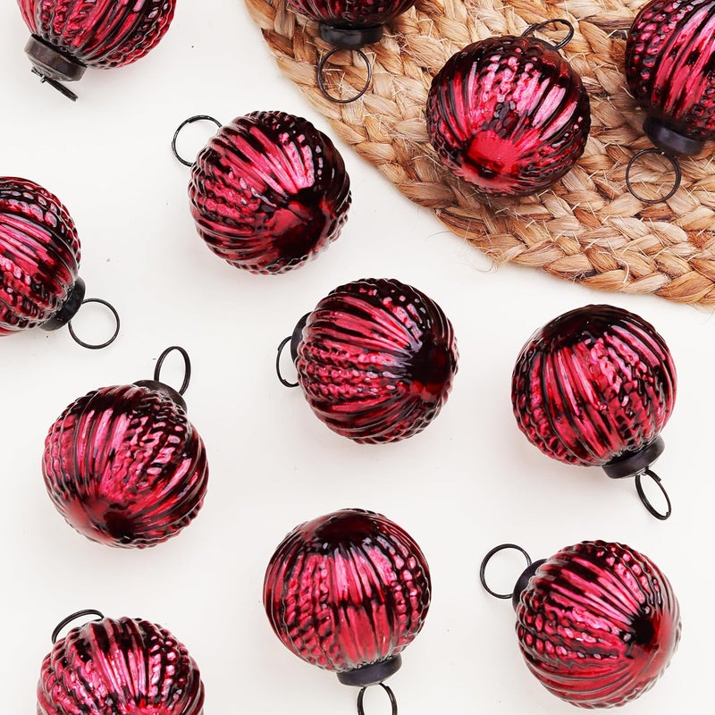 Indian-Shelf IndianShelf 12 Vintage Mercury Large Christmas Ornaments Burgundy Unique Glass Christmas Balls for Christmas Tree Halloween New Year Valentine Day Holidays Event Wedding Party Decor2 Inch - Image 4