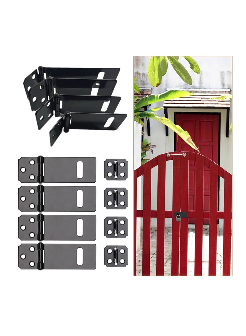SYOSI Lock Hasp Latch Door Lock Buckle Set of 4 Black 3 Inch Lock Hasp Latches  Ideal for Wooden Fences Pet Cages Cabinets and More - Image 1