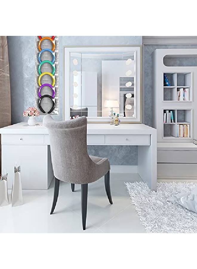 Headband Storage Holder Padded Headband Organizer Hairbands Hanging Organizer With Pvc Clear Pockets Container Hair Accessory Hanging Hair Clasp Rack Display Stand (8.7 Inches Gray)