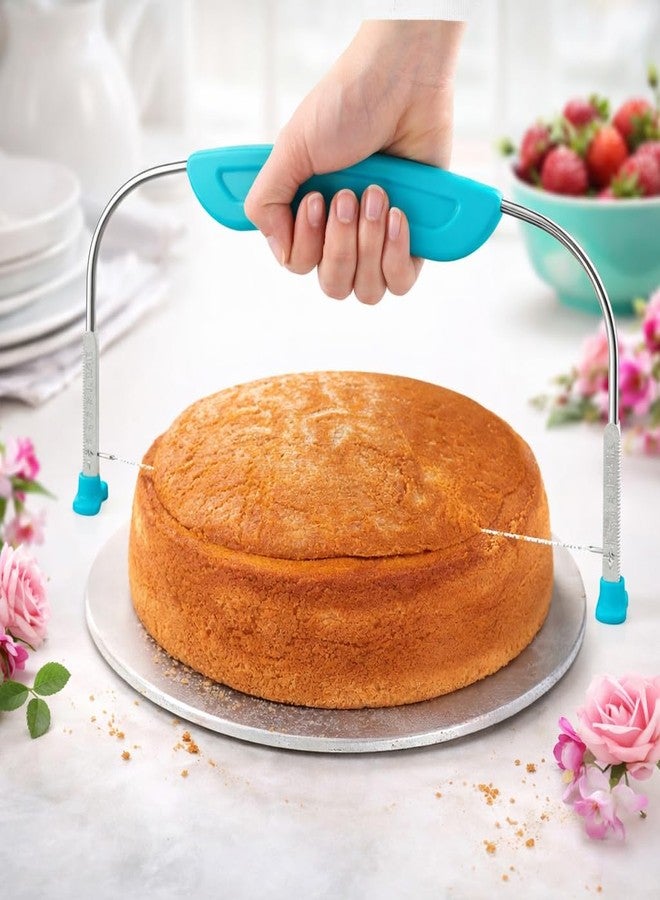 WOW KITCHEN قطاعة كيك قابلة للتعديل من واو كيتشن، مزودة بسلك من الفولاذ المقاوم للصدأ ومقبض من بلاستيك البولي بروبيلين، بتصميم مريح، مناسبة للكيك حتى 12 بوصة. قد يختلف اللون حسب التوافر. - Image 1