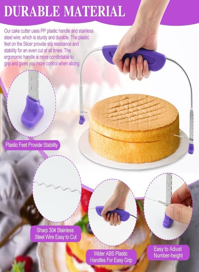 WOW KITCHEN قطاعة كيك قابلة للتعديل من واو كيتشن، مزودة بسلك من الفولاذ المقاوم للصدأ ومقبض من بلاستيك البولي بروبيلين، بتصميم مريح، مناسبة للكيك حتى 12 بوصة. قد يختلف اللون حسب التوافر. - Image 2