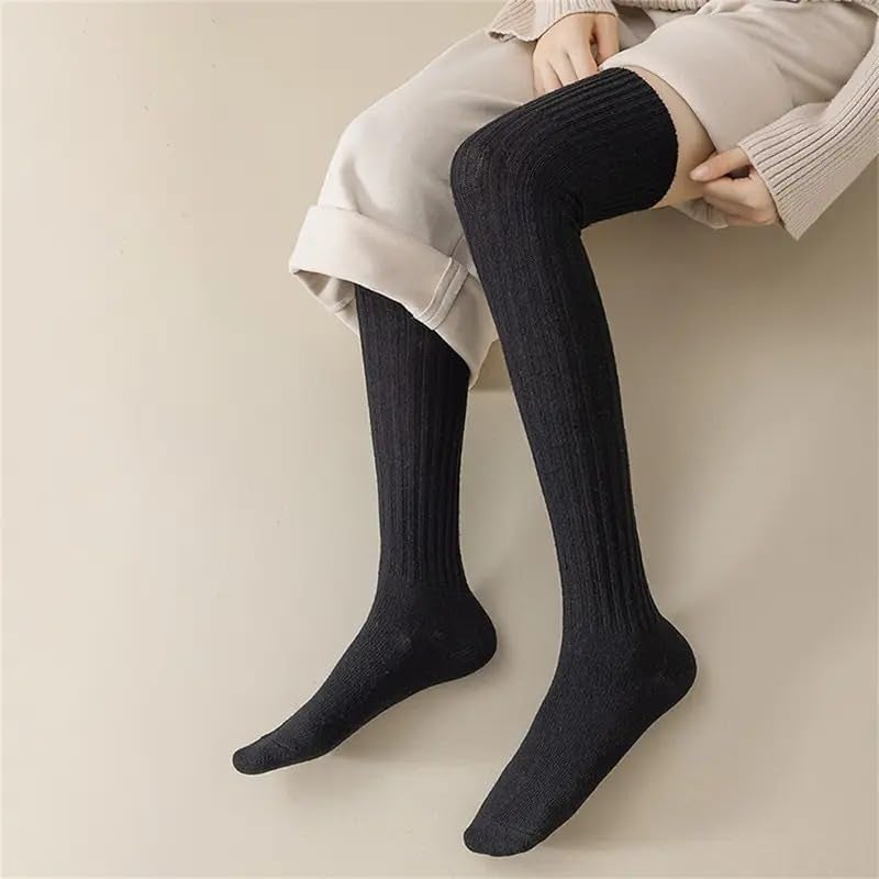 KANISYA Wool Warm Thigh High Socks | Knitted Thick Thermal Woolen Socks for Women Winter Wear Socks Full Length, Knee High Leg Warmers Long Socks Boot Cuffs Knee Cap, Women Winter Full Socks (Black) - Image 5