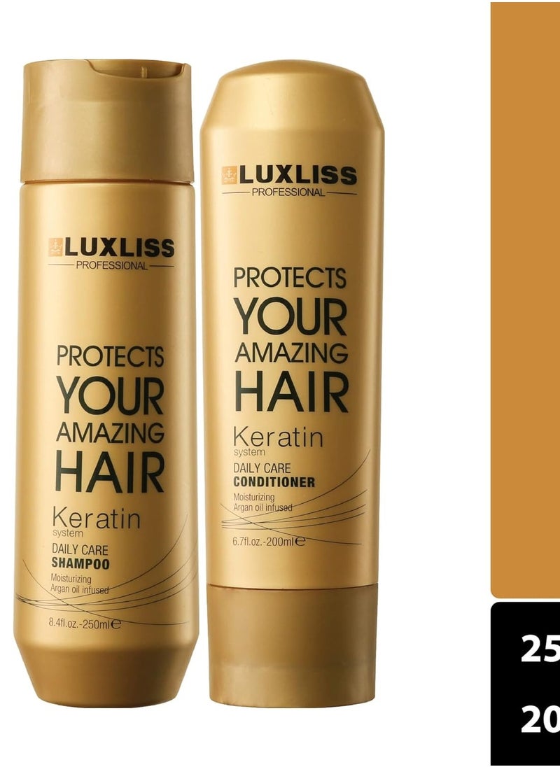 Luxliss Keratin Daily Care Conditioner & Shampoo - Gold edition(Pack of 2) - 250ml, 200 ml - pzsku/Z050A0677D27C1EF949ECZ/45/_/1739344970/8f03738c-096e-4a3a-8641-ee993c40bd99