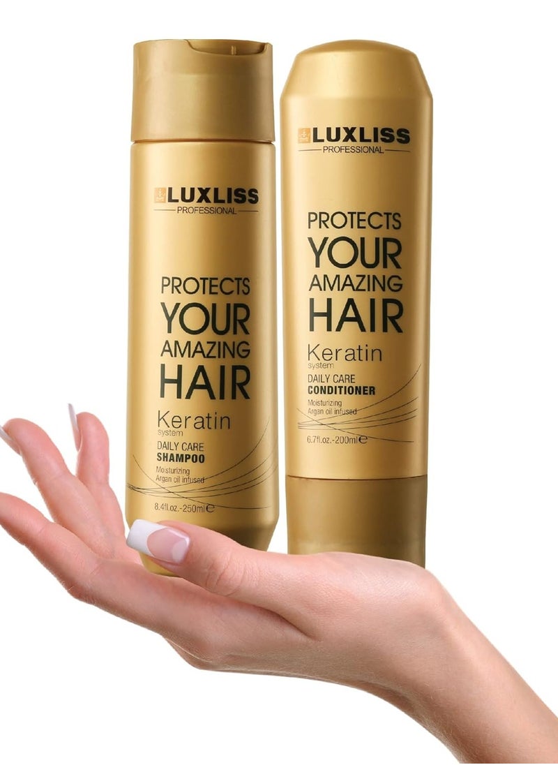 Luxliss Keratin Daily Care Conditioner & Shampoo - Gold edition(Pack of 2) - 250ml, 200 ml - pzsku/Z050A0677D27C1EF949ECZ/45/_/1739344979/4a1f1724-5fbf-4ef7-8639-9afdcae6f4c6