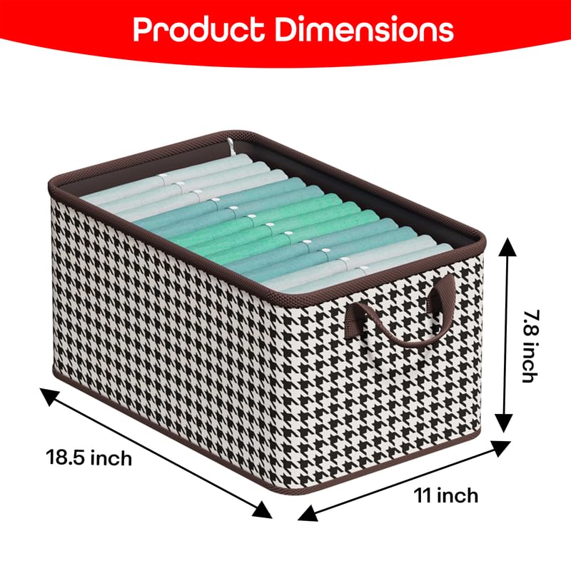 PRIME PICK Foldable Clothes Storage Organizer Box with Handles, Non Woven Fabric Wardrobe Storage Bag for Clothes, Blankets and Toys, Black & White (Pack of 3, Size-XL Foldable Org.) - Image 2
