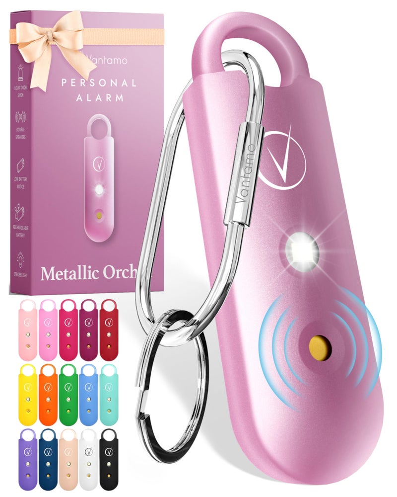Vantamo Personal Alarm for Self Defense with Low Battery Notice, Strobe Light & Extra Loud 130 dB Double Speakers Safety Keychain Set for Women, Rechargeable Panic Button for Womens Self Defense - Image 1