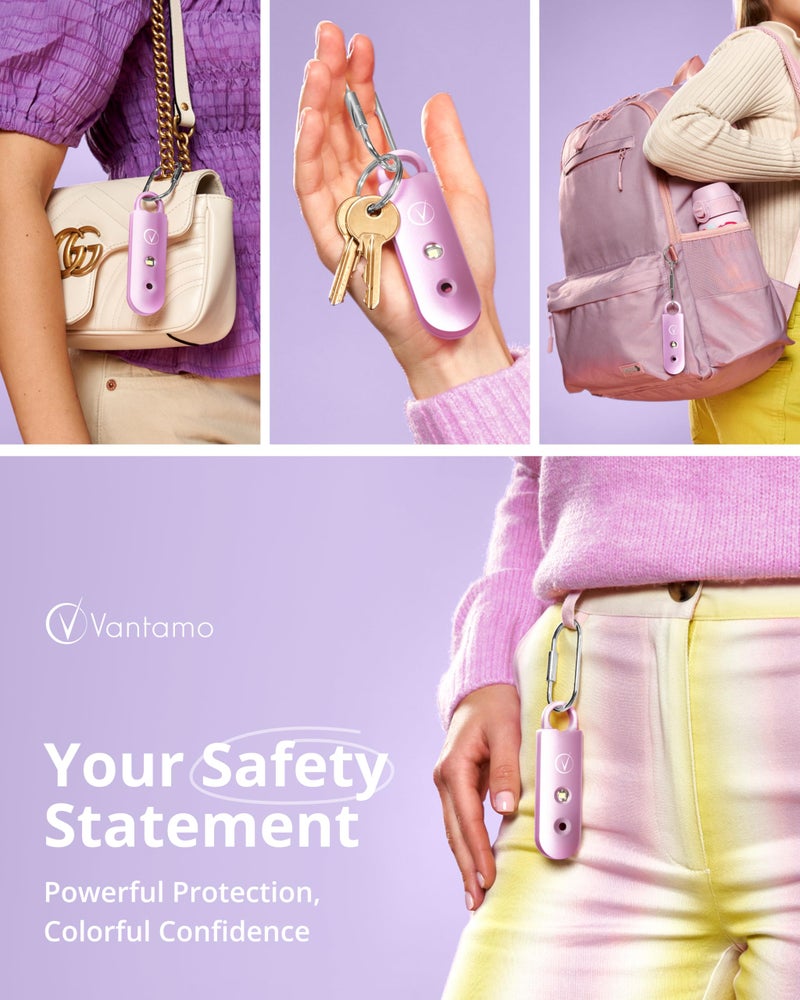 Vantamo Personal Alarm for Self Defense with Low Battery Notice, Strobe Light & Extra Loud 130 dB Double Speakers Safety Keychain Set for Women, Rechargeable Panic Button for Womens Self Defense - Image 2