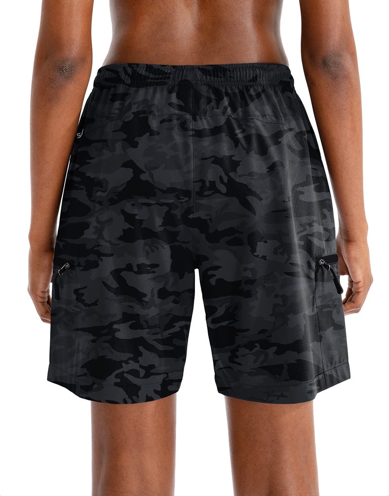 SANTINY Women's 5''/ 7'' Hiking Cargo Shorts Quick Dry Lightweight Summer Shorts for Women Athletic Golf Zipper Pockets(Grey Camo_XL) - Image 3