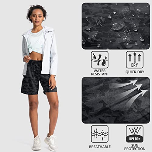 SANTINY Women's 5''/ 7'' Hiking Cargo Shorts Quick Dry Lightweight Summer Shorts for Women Athletic Golf Zipper Pockets(Grey Camo_XL) - Image 5