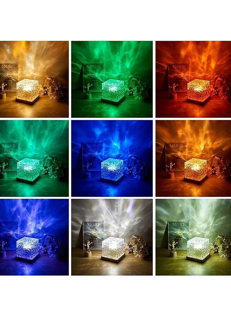 Generic - 16 Colors Nordic Lights Ceiling Lamp Rechargeable Ambient Light 16 Colors Ocean Wave Pattern Crystal Night Light Table Lamp Remote Control Timer(Remote Control) - Image 1