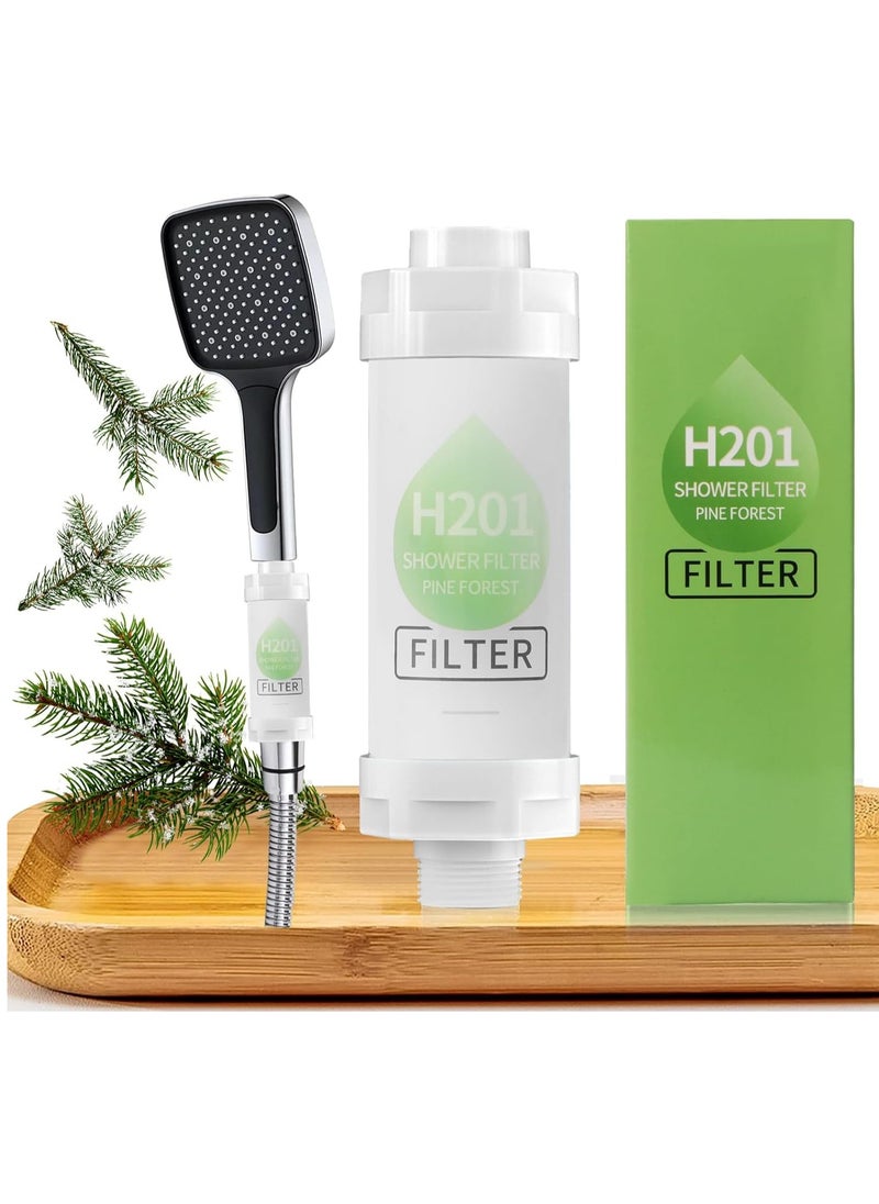 H201 Shower Head Filter - Vitamin C Shower Infuser , Hard Water Softener, Chlorine & Fluoride Shower Filter, Water Purifying Filtered Shower Head with Beads, Helps Dry Skin & Hair Loss  - Image 1