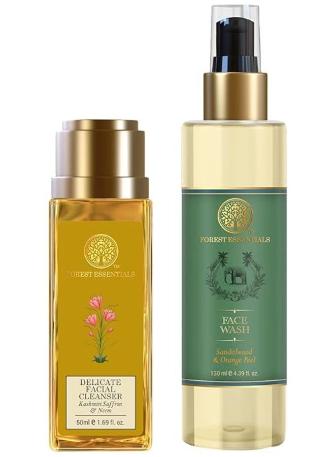 Forest Essentials Facial Cleanser Sandalwood & Orange Peel & Forest Essentials Delicate Facial Cleanser Kashmiri Saffron & Neem - Image 1