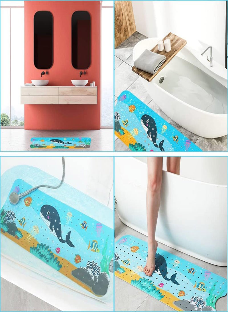 Excefore Baby Bath Mat for Tub for Kids Cartoon Non-Slip Baby Bathtub Mat Extra Long Anti Slip Bathroom Toddler Shower Floor Mat with Suction Cups Drain Holes 100x40cm Machine Washable - Image 4