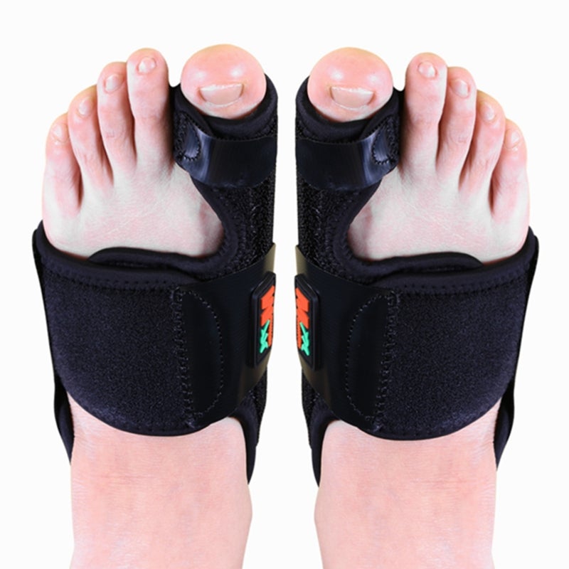 Bunion Corrector: Black M Size - Integrated Aluminum Splint Adjustable Strap Hallux Valgus Corrector for Bunion Pain Relief, Day Night Recovery - Image 3