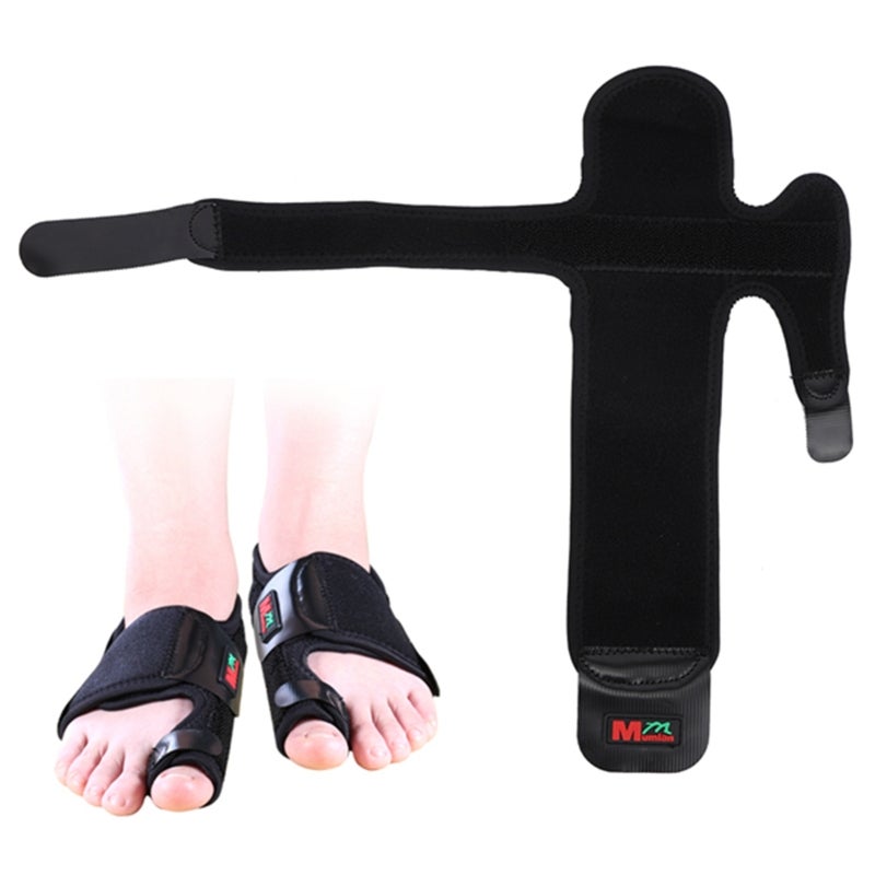 Bunion Corrector: Black M Size - Integrated Aluminum Splint Adjustable Strap Hallux Valgus Corrector for Bunion Pain Relief, Day Night Recovery - Image 2