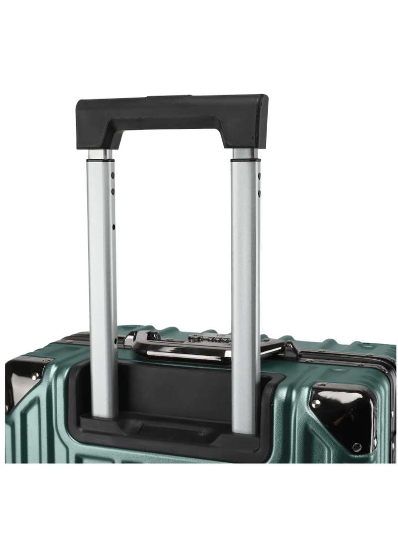 CABINPRO Lightweight Aluminum Frame Fashion Luggage Trolley Polycarbonate Hard Case Medium Checked Luggage Suitcase with 4 Quite 360 Degree Double Spinner Wheels CP001 Blackish Green