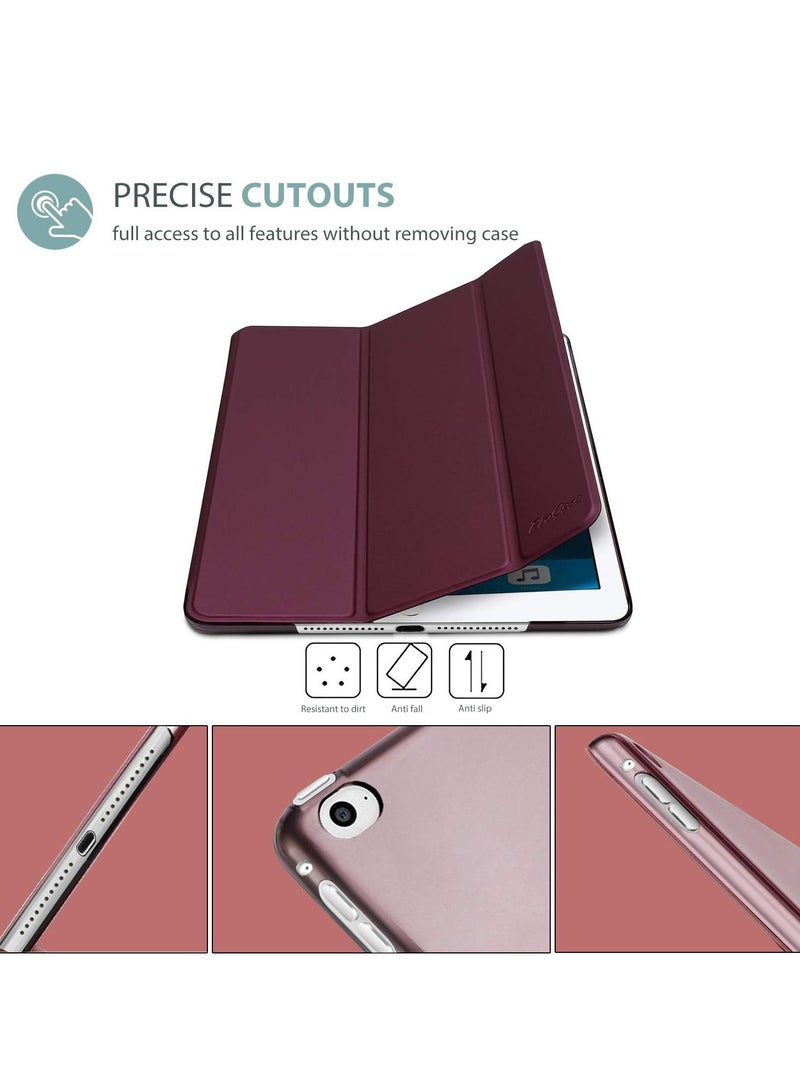 Procases Ultra Slim Lightweight Stand Protective Case Shell with Translucent Frosted Back Cover for Apple iPad Air 2 Wine - Image 2