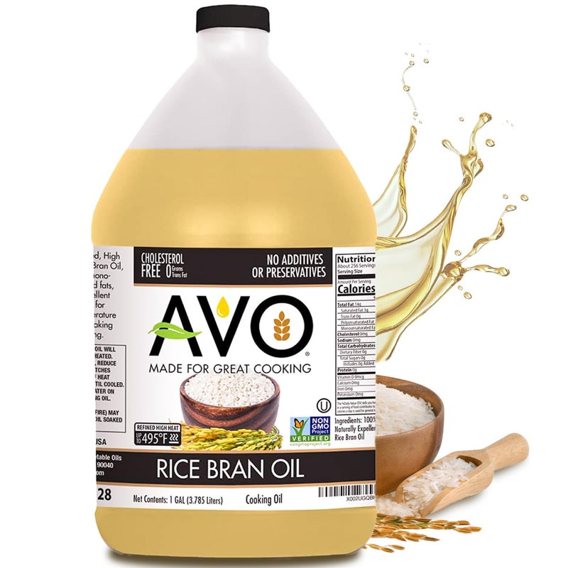 AVO NON GMO 100 Rice Bran Oil 1 Gallon No Preservatives Added