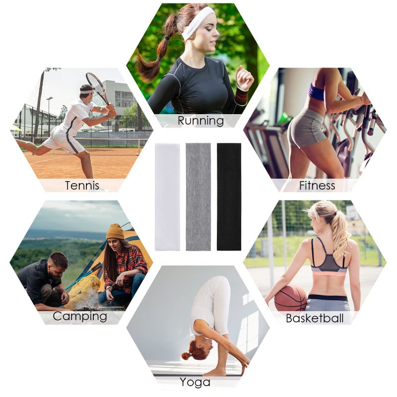 HAUCA Workout Headbands for Women 9Pcs, Cotton Like Headbands 2.5 inch Wide, Soft Elastic Non Slip Yoga Hairbands for Cycling Biking Gym Sports Yoga Running Skincare - Image 2