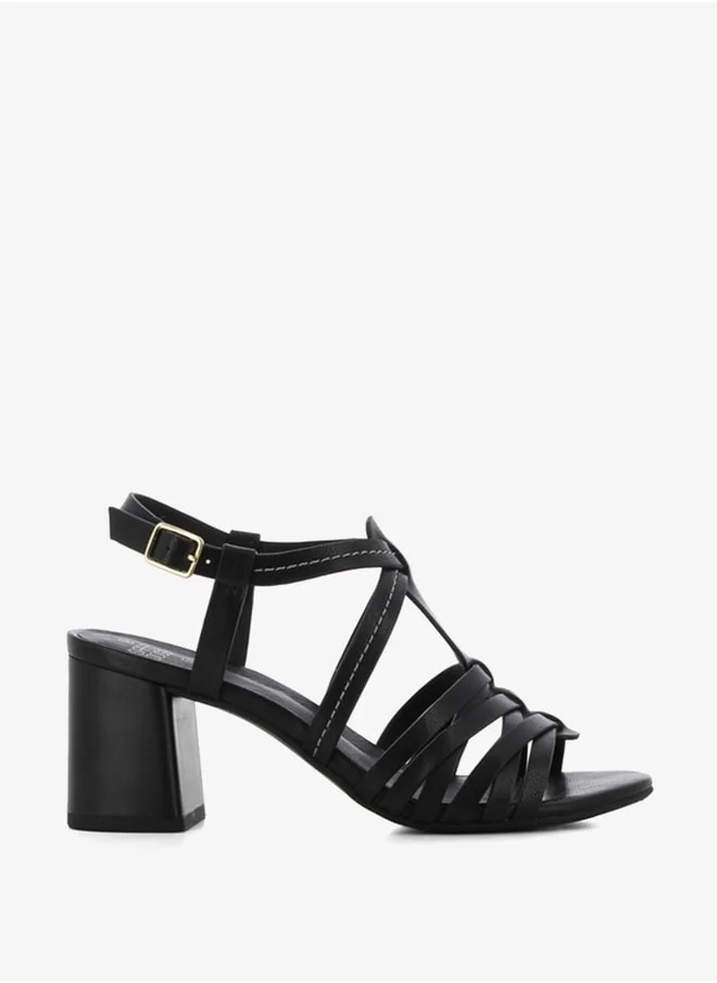 اس جي Women's Solid Cross Strap Sandals with Block Heels