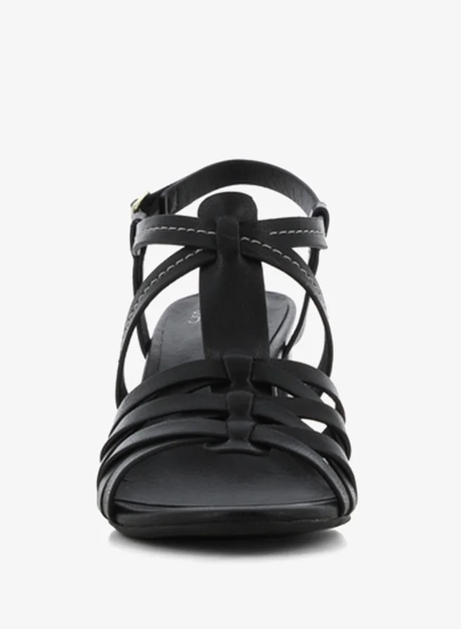 اس جي Women's Solid Cross Strap Sandals with Block Heels