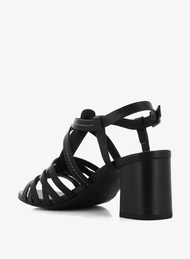 اس جي Women's Solid Cross Strap Sandals with Block Heels