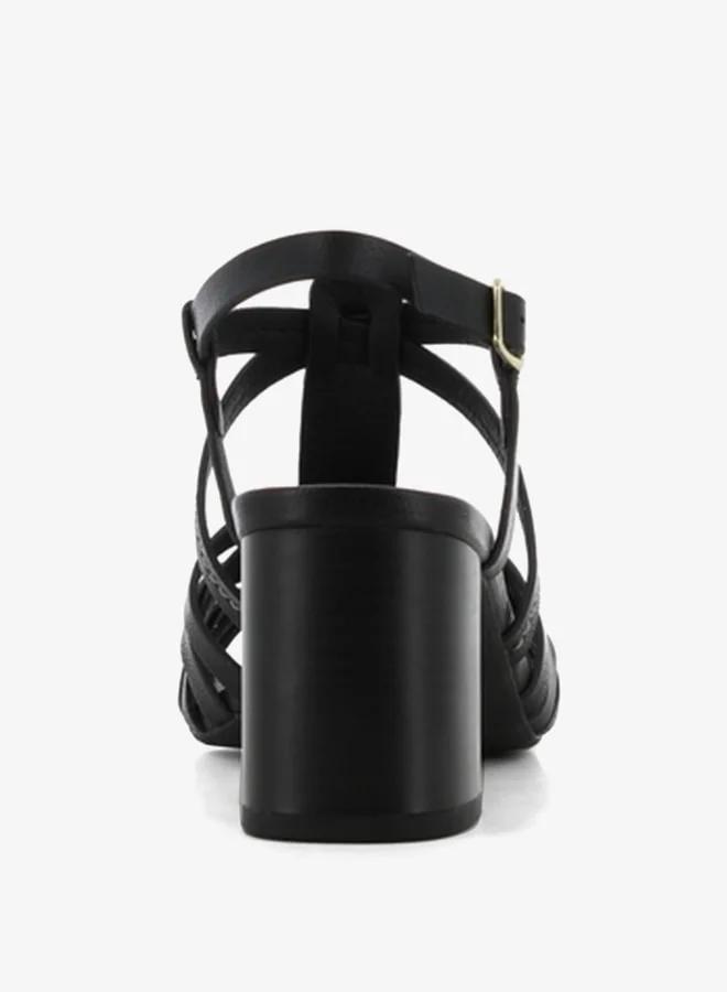 اس جي Women's Solid Cross Strap Sandals with Block Heels