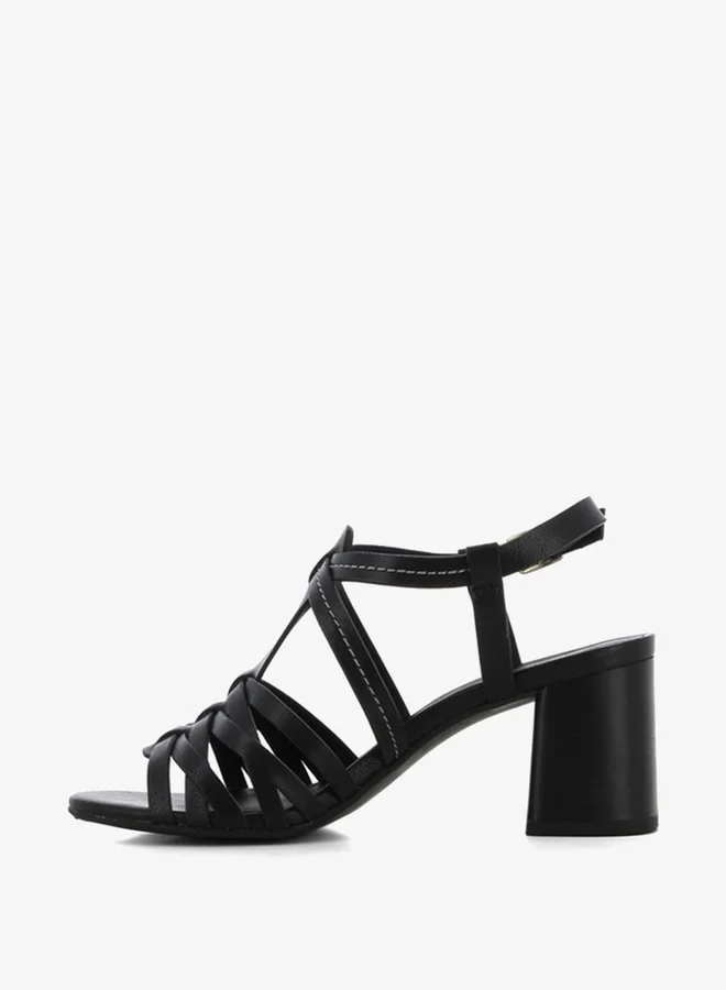 اس جي Women's Solid Cross Strap Sandals with Block Heels