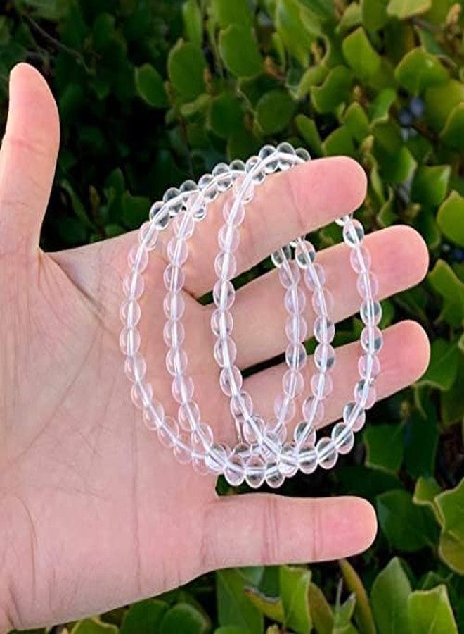 TREE MAISON CORONATING HOMES Crystal Products Natural Clear Quartz Bracelet | Certified 8mm Faceted Beads | Diameter : 2.5 Inch | Reiki Healing & Crystal Healing Stones | Unisex Adult | Strechable - Image 4