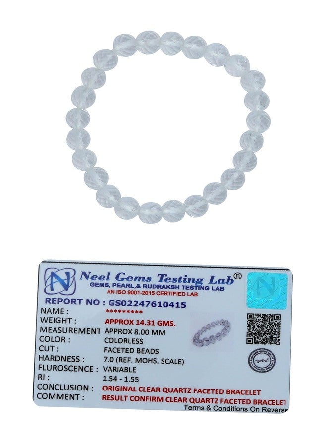 TREE MAISON CORONATING HOMES Crystal Products Natural Clear Quartz Bracelet | Certified 8mm Faceted Beads | Diameter : 2.5 Inch | Reiki Healing & Crystal Healing Stones | Unisex Adult | Strechable - Image 2