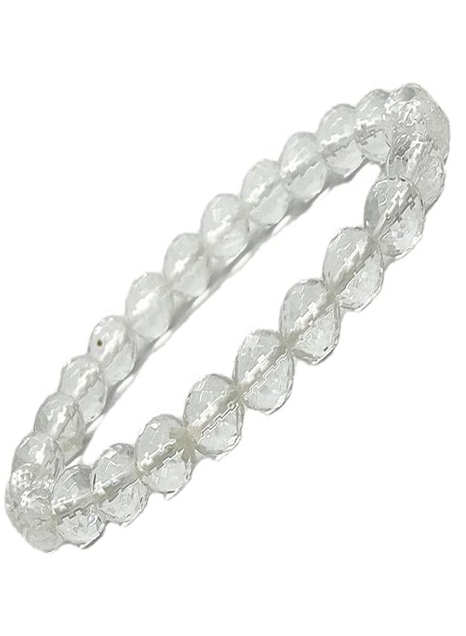 TREE MAISON CORONATING HOMES Crystal Products Natural Clear Quartz Bracelet | Certified 8mm Faceted Beads | Diameter : 2.5 Inch | Reiki Healing & Crystal Healing Stones | Unisex Adult | Strechable - Image 5