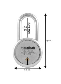 MALAIKAH Malaikah Round 65 mm Padlock Long Shackle Double Locking 8 Lever with 3 Keys Ideal for Gate Shutter and Shop Ideal for Gate Shutter and Shop Made in Aligarh India Pack of 5  - Image 2