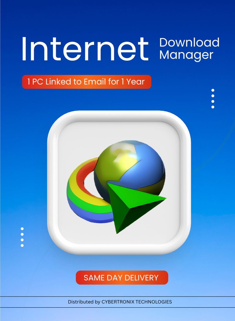 IDM Internet Download Manager | 1 PC Linked to Email for 1 Year | Digital License | SAME DAY DELIVERY