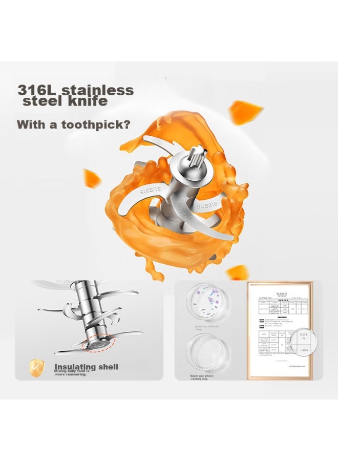 Supor Baby Food Processor, Multifunctional Baby Food Preparation Tool, Small Food Maker, 8-blade Double Cup Double Blade, Fb10f - Image 1