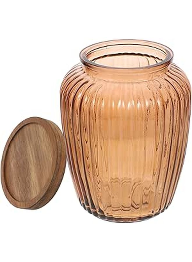 Vintage Acacia Wood Lid Glass Food Storage Jar 2200ml Airtight Canister - Image 1