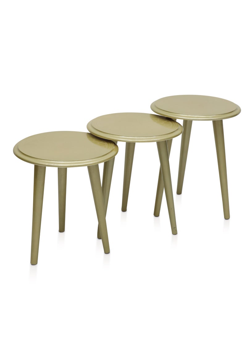 Multi Home Furniture - : Modern 3-Piece Nesting Table Set – Space-Saving & Elegant Design  MH-NT-108-Golden - Image 1