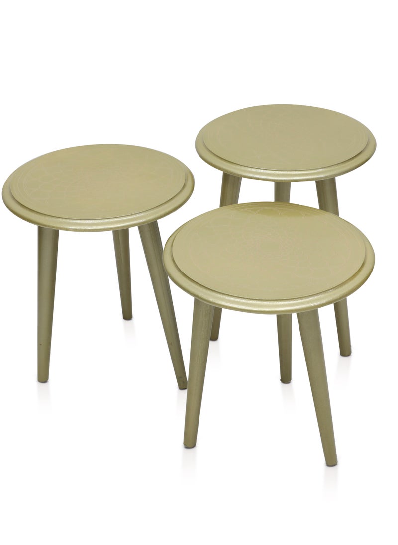 Multi Home Furniture - : Modern 3-Piece Nesting Table Set – Space-Saving & Elegant Design  MH-NT-108-Golden - Image 1