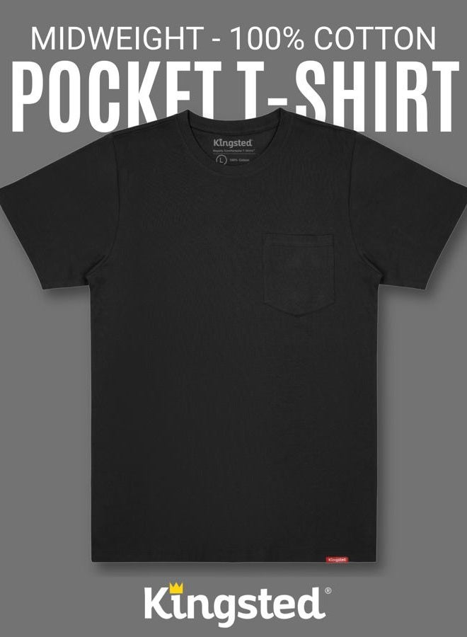 Kingsted Heavyweight Pocket T-Shirts for Men - Super Soft 100% Cotton Crewneck Tees - Well-Crafted Classic Comfort Fit, Classic Pack, L - Image 5
