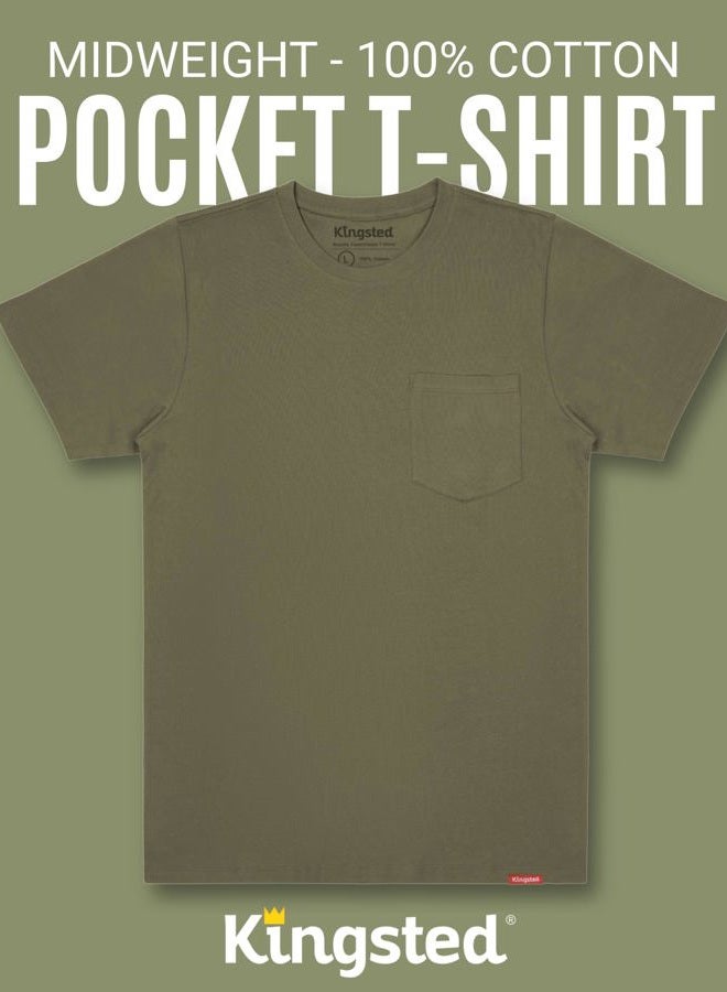 Kingsted Heavyweight Pocket T-Shirts for Men - Super Soft 100% Cotton Crewneck Tees - Well-Crafted Classic Comfort Fit, Classic Pack, L - Image 4