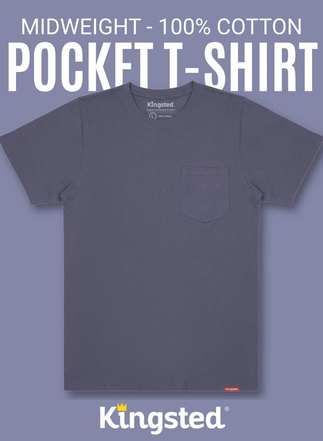 Kingsted Heavyweight Pocket T-Shirts for Men - Super Soft 100% Cotton Crewneck Tees - Well-Crafted Classic Comfort Fit, Classic Pack, L - Image 3