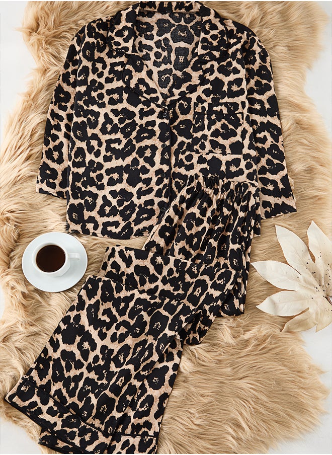 trendyol - Multicolored Leopard Patterned Viscose Woven Pajama Set THMAW21PT0292 - Image 1